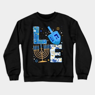 Hanukkah love with menorah for jewish Christmas holiday Crewneck Sweatshirt